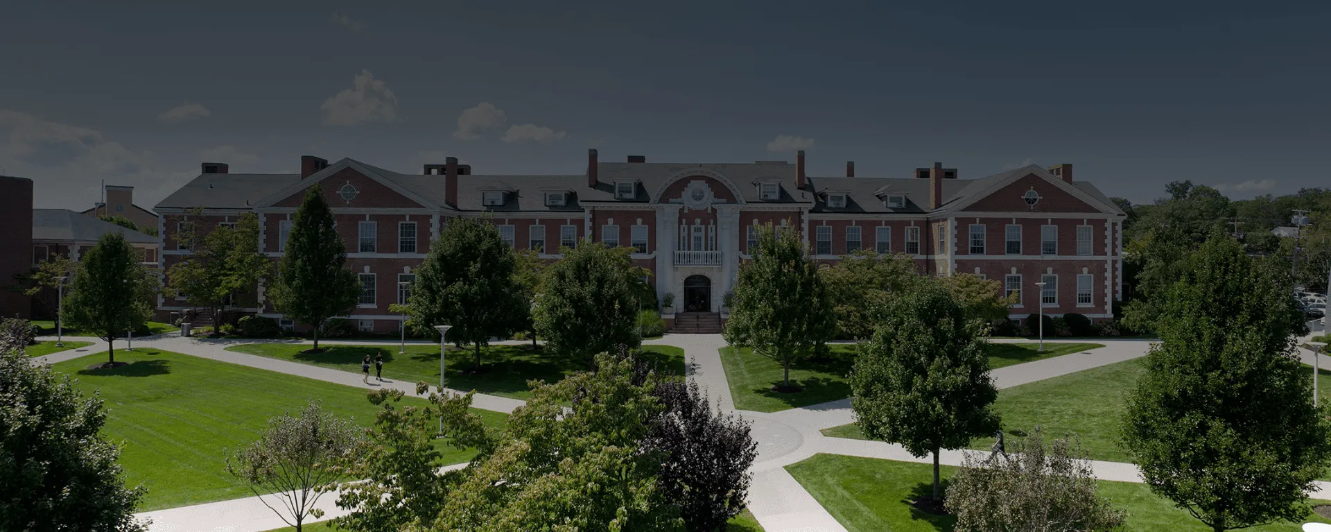 Landscape view of the primary University of New Hampshire campus building