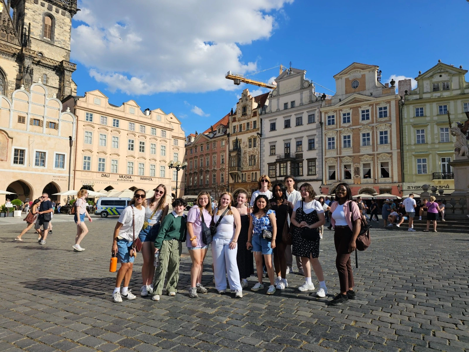 Verto students gathered in Prague's Old Town Square in the Czech Republic