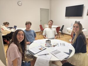 Verto participants doing homework in the study center.