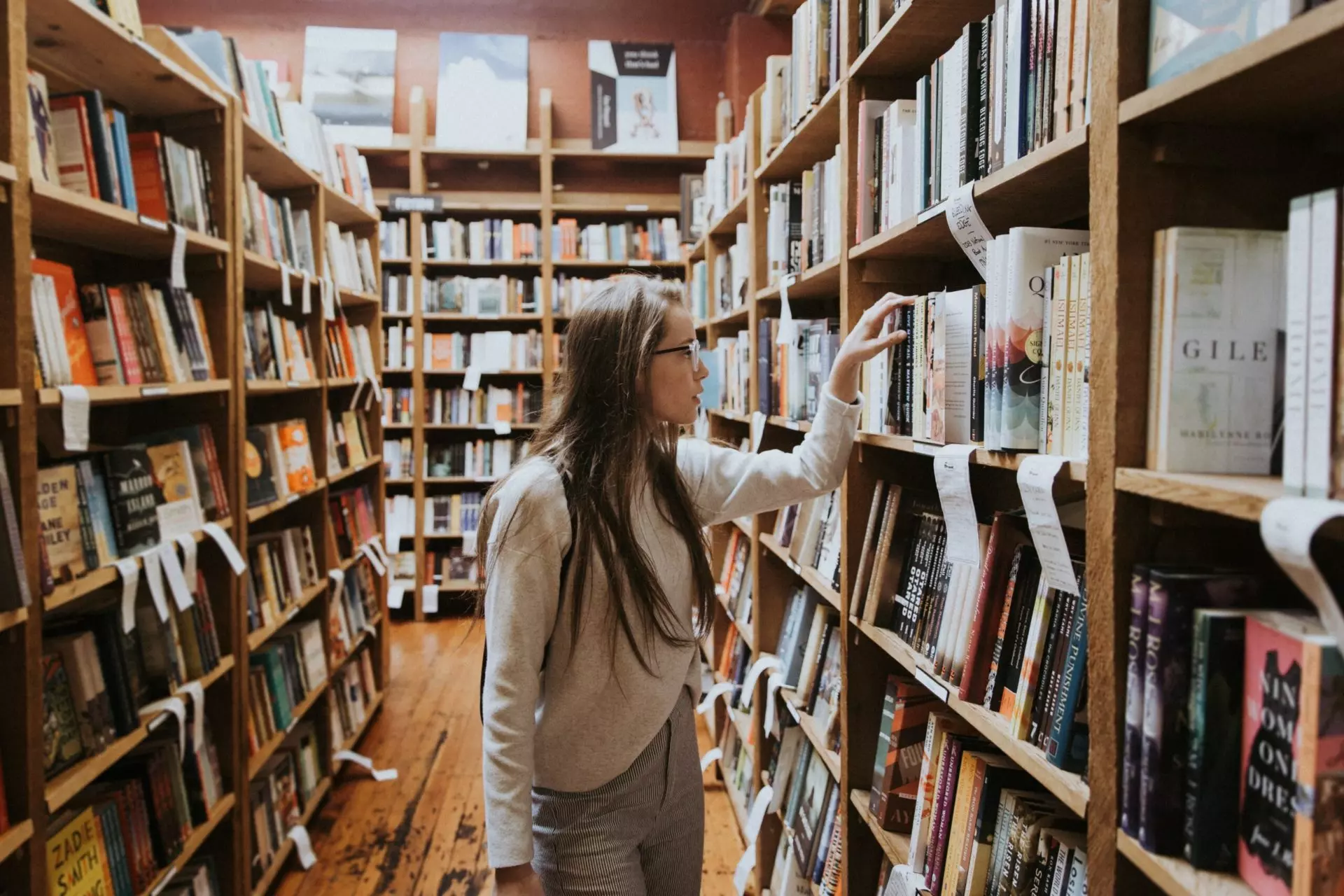 Studying in a college library