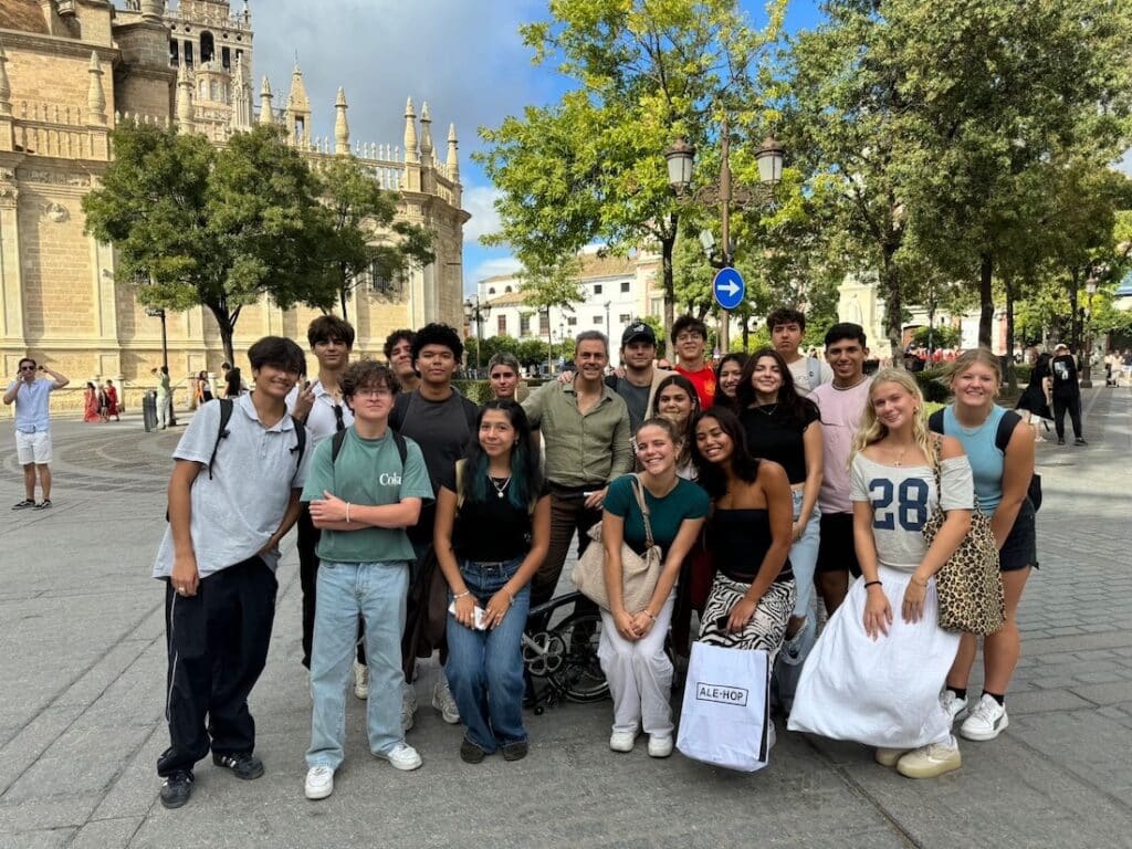 Students on walking tour in Seville