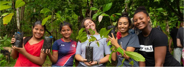 students with trees