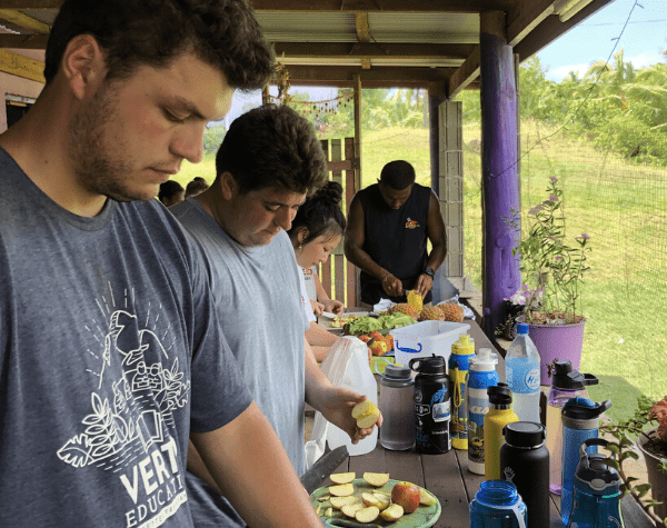student cooking in Fiji