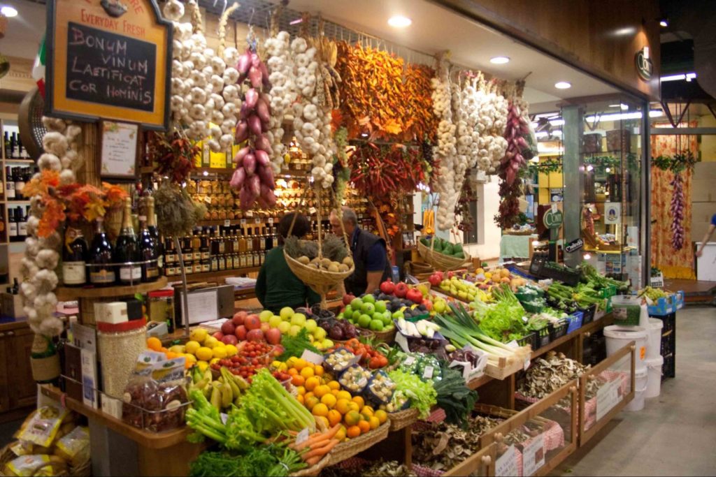 Mercato di Sant’Ambrogio fruit and vegetable stand.