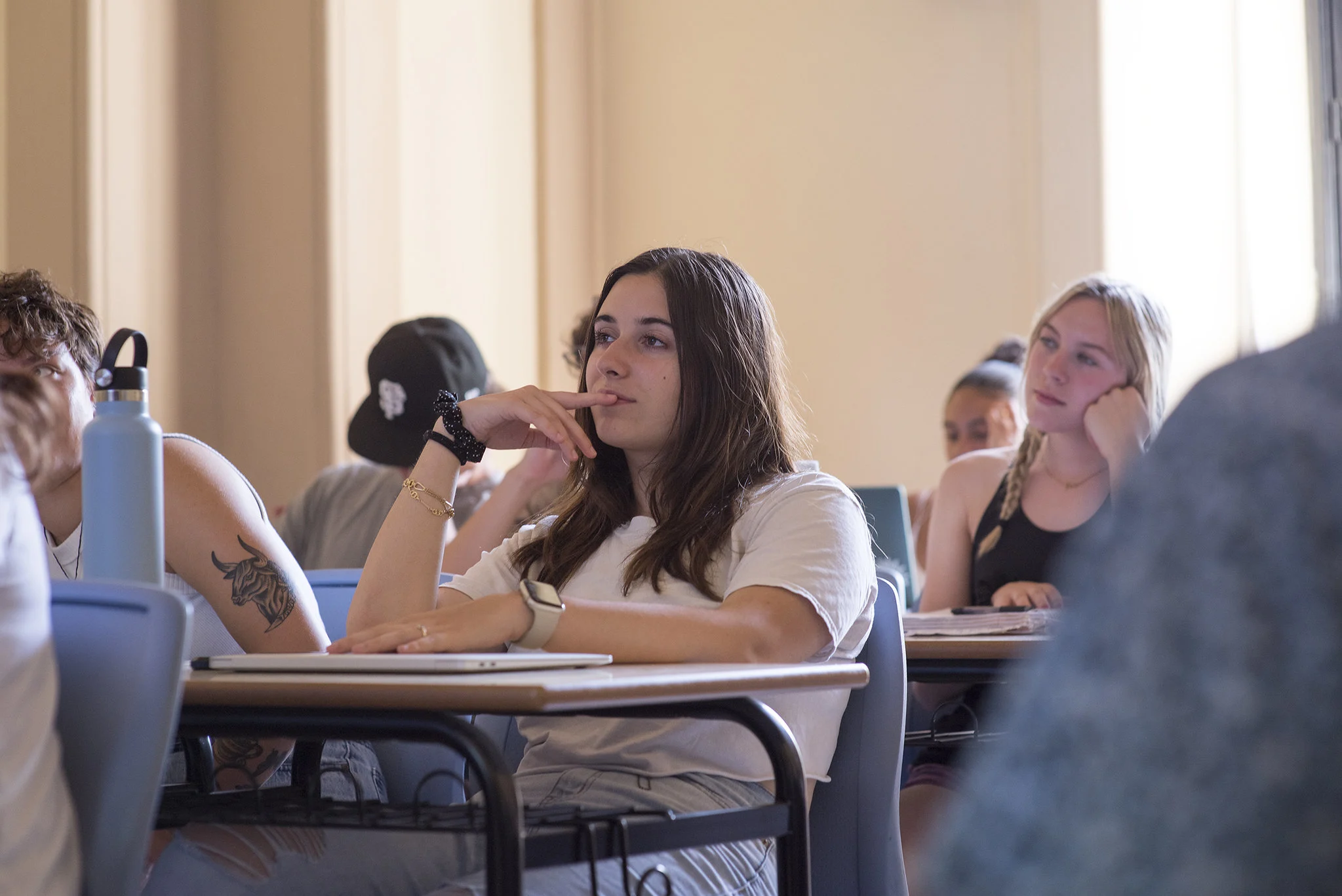 Students learning abroad in a classroom