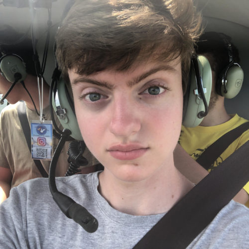 verto student in a helicopter